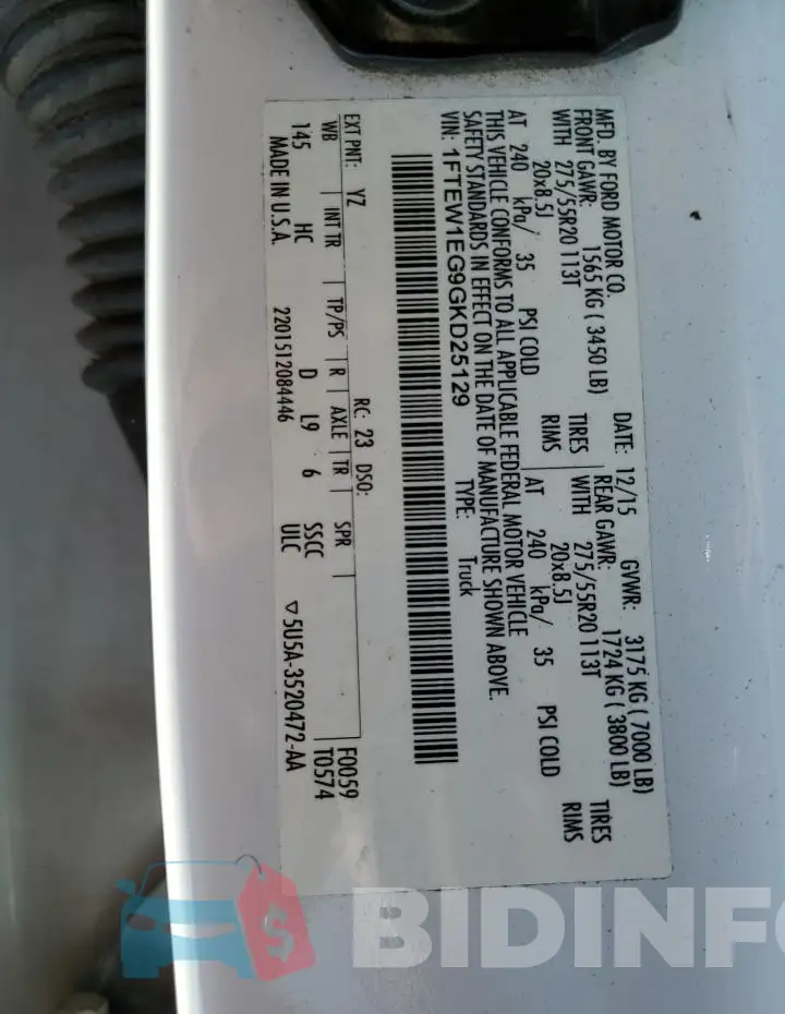 1FTEW1EG9GKD25129 Photo# 12
