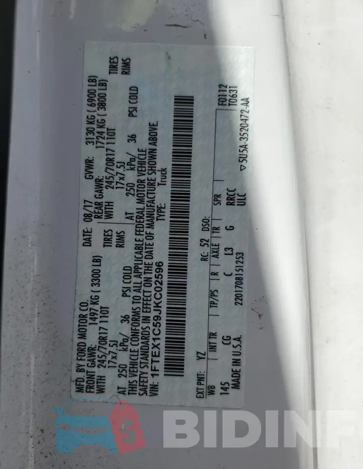 1FTEX1C59JKC02596 Photo# 13