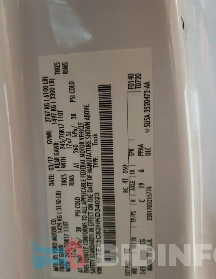 1FTEX1C82HKD34023 Photo# 12