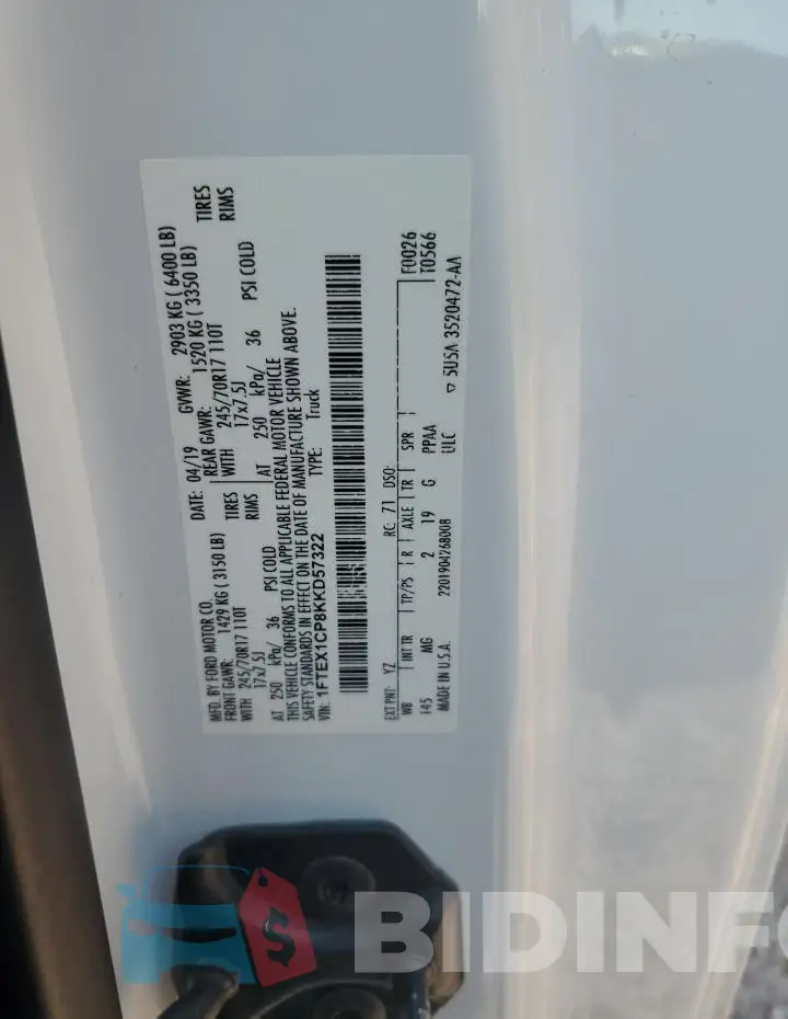 1FTEX1CP8KKD57322 Photo# 12