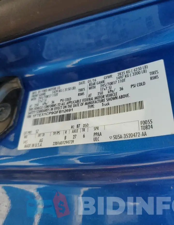 1FTEX1CP9GFB12691 Photo# 13