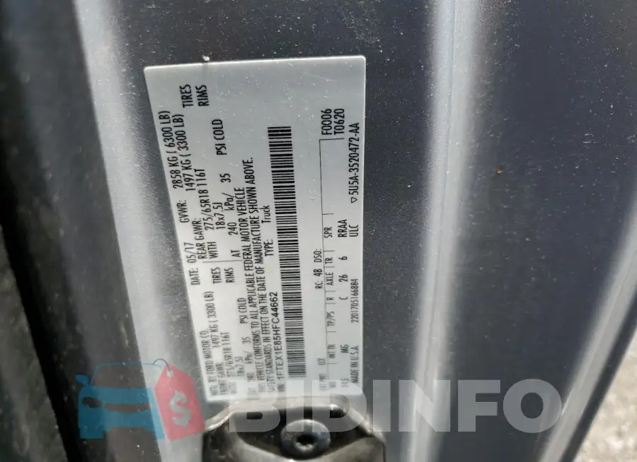 1FTEX1E85HFC44662 Photo# 12