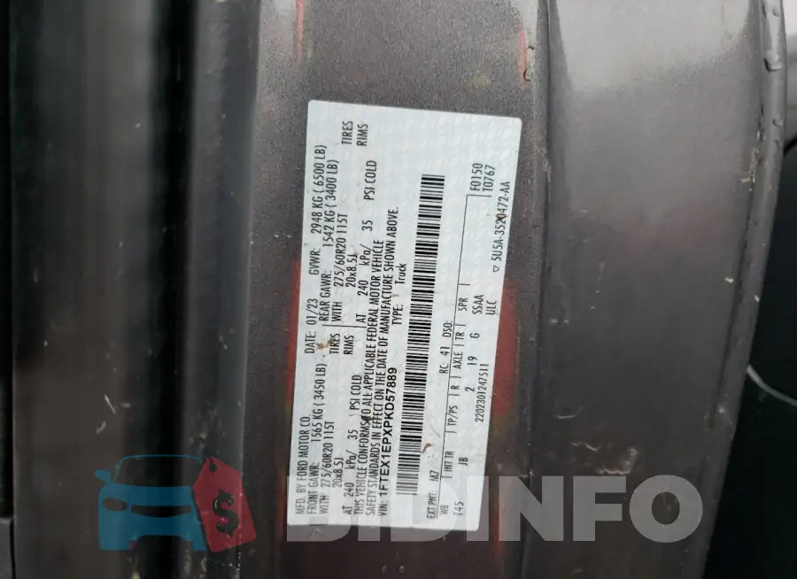 1FTEX1EPXPKD57889 Photo# 12