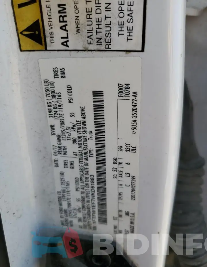 1FTFW1EF7HKD61883 Photo# 12