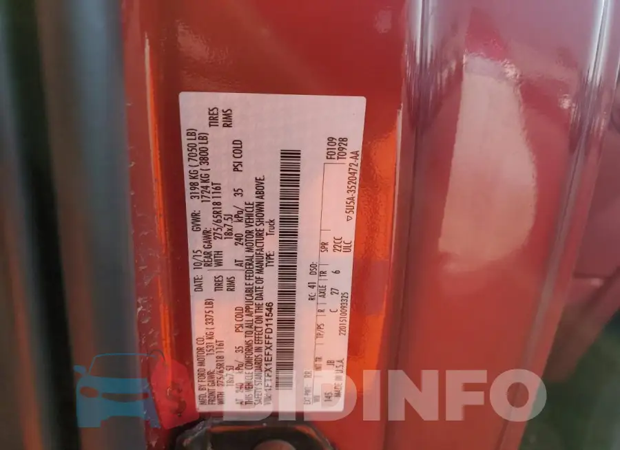 1FTFX1EFXFFD11546 Photo# 12