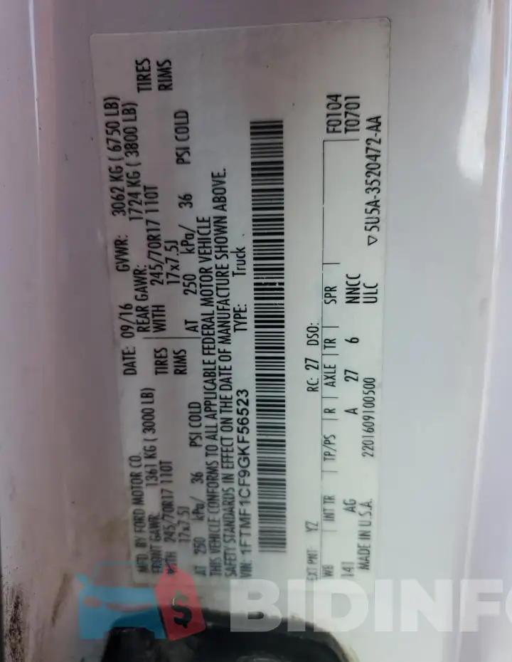 1FTMF1CF9GKF56523 Photo# 12