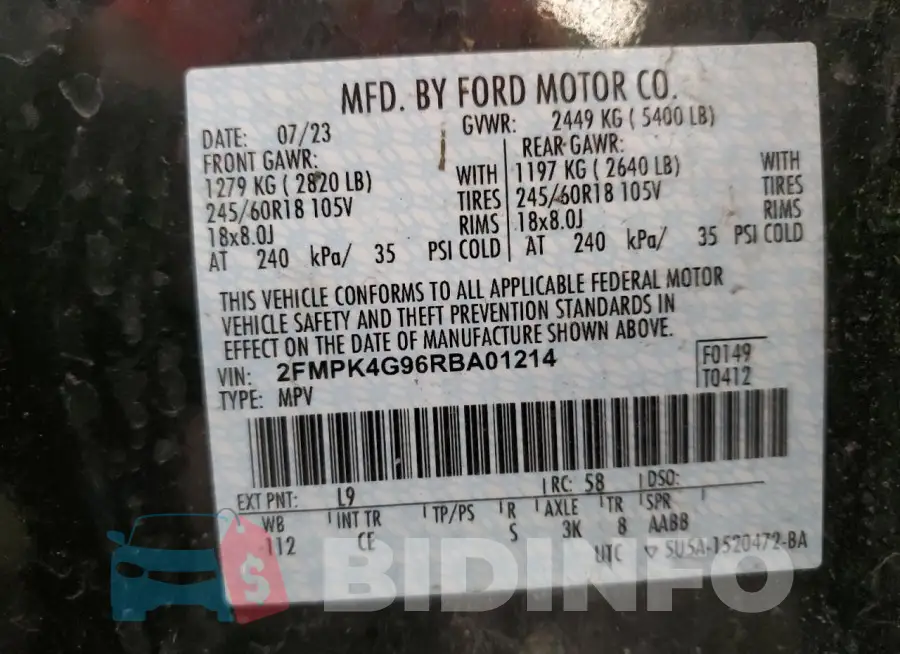 2FMPK4G96RBA01214 Photo# 13