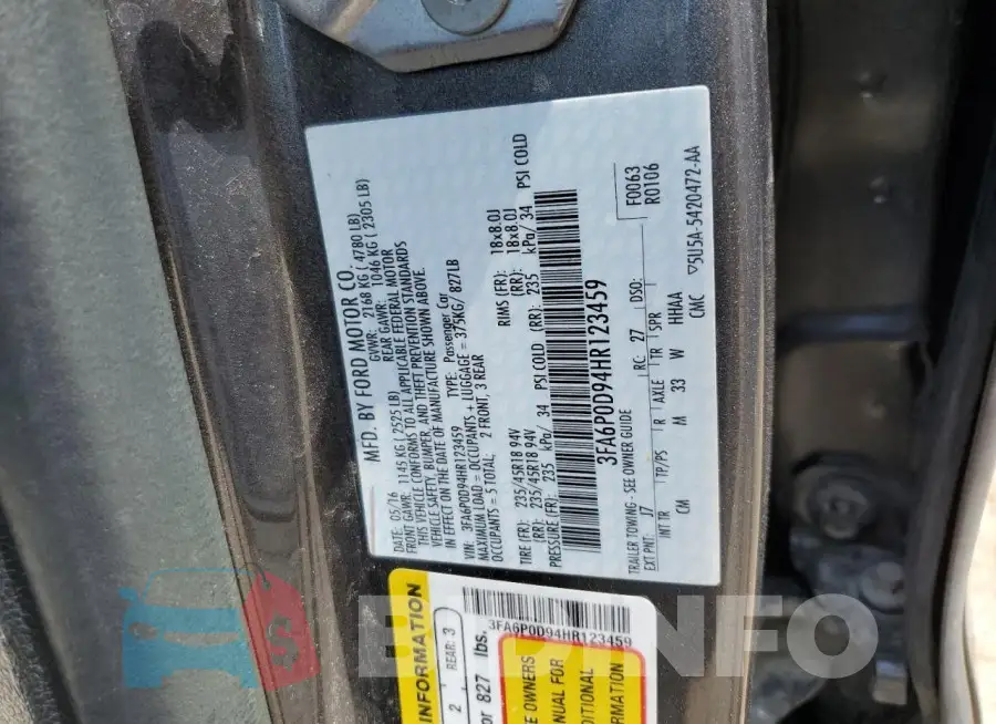 3FA6P0D94HR123459 Photo# 12