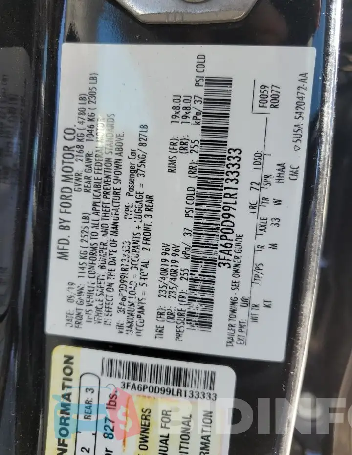 3FA6P0D99LR133333 Photo# 12