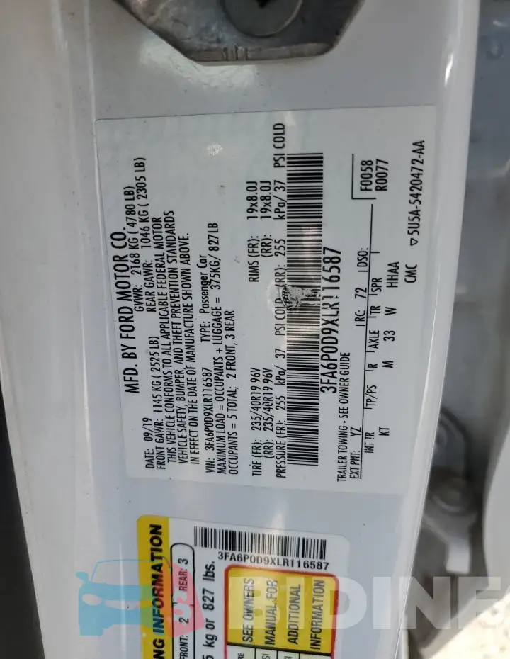 3FA6P0D9XLR116587 Photo# 13