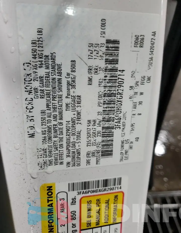3FA6P0HDXGR290714 Photo# 12