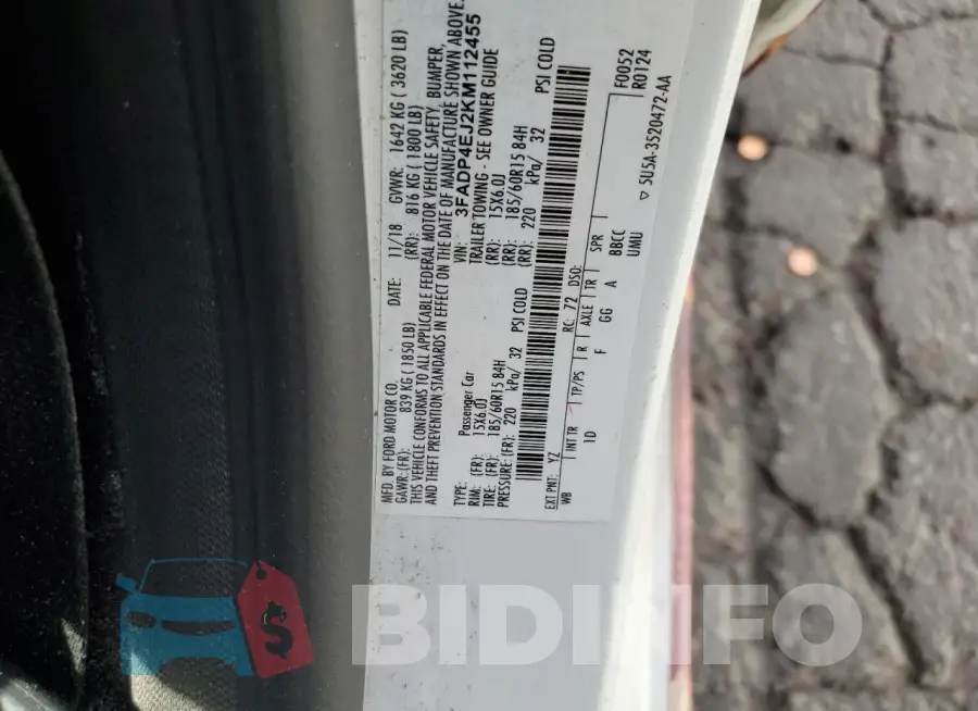 3FADP4EJ2KM112455 Photo# 13