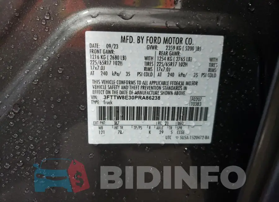 3FTTW8E30PRA86238 Photo# 13