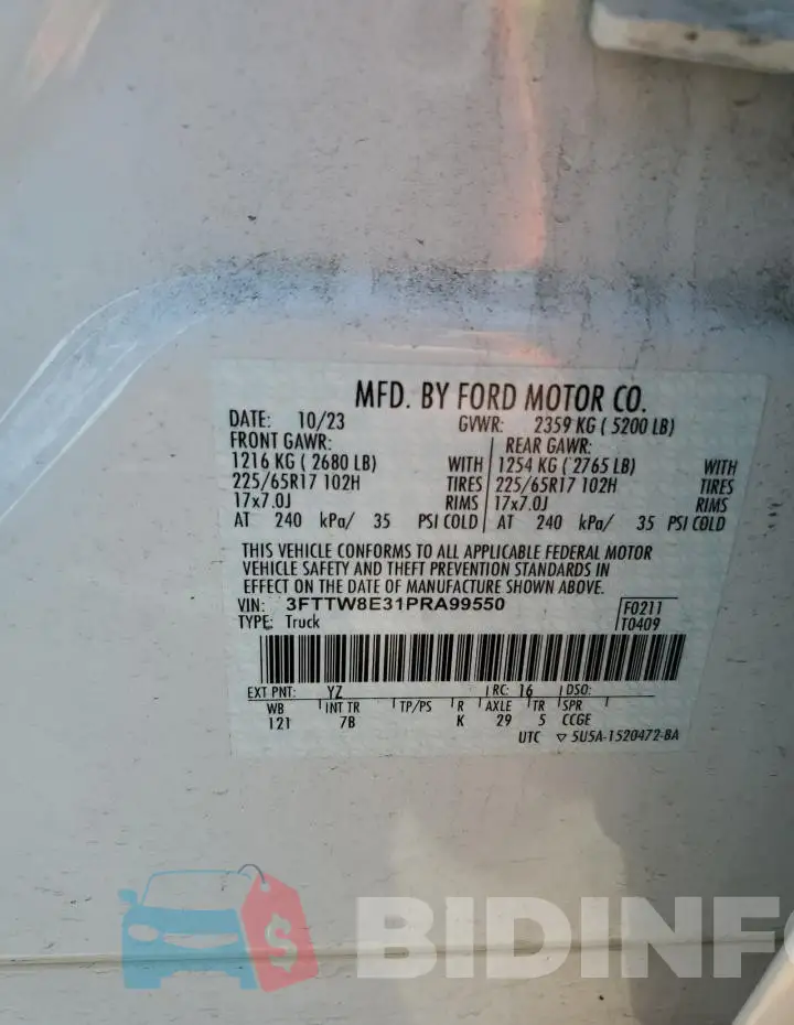 3FTTW8E31PRA99550 Photo# 13