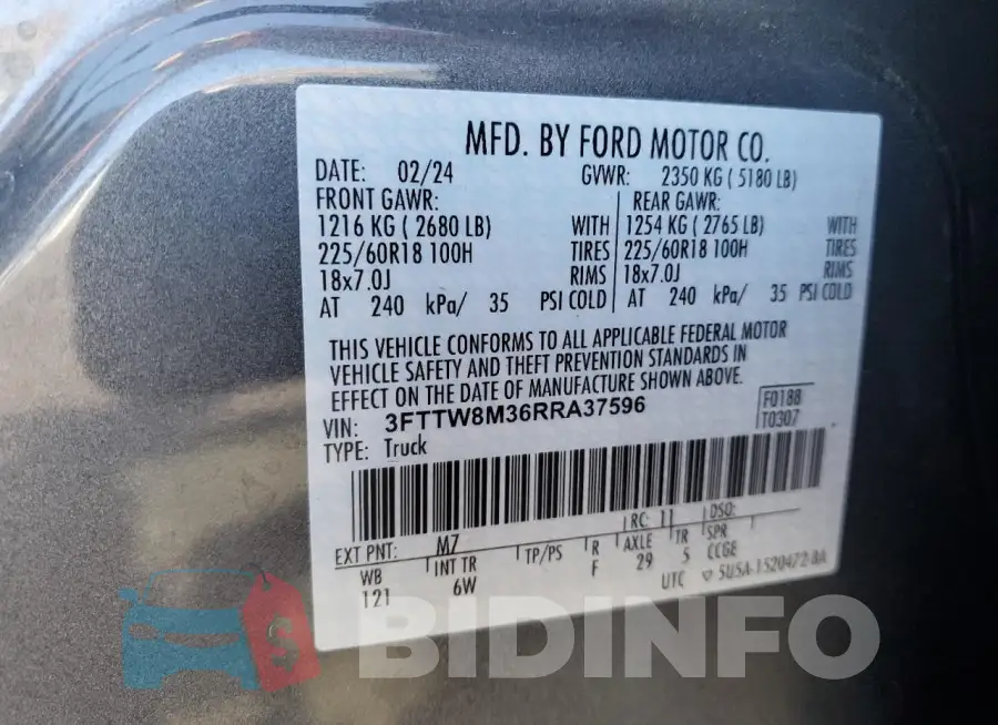 3FTTW8M36RRA37596 Photo# 12
