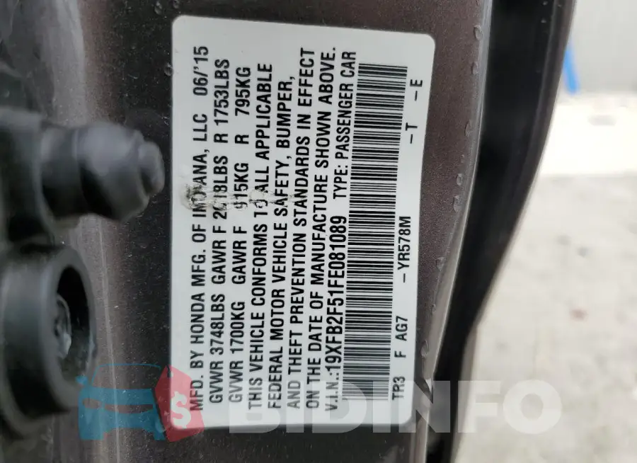 19XFB2F51FE081089 Photo# 12