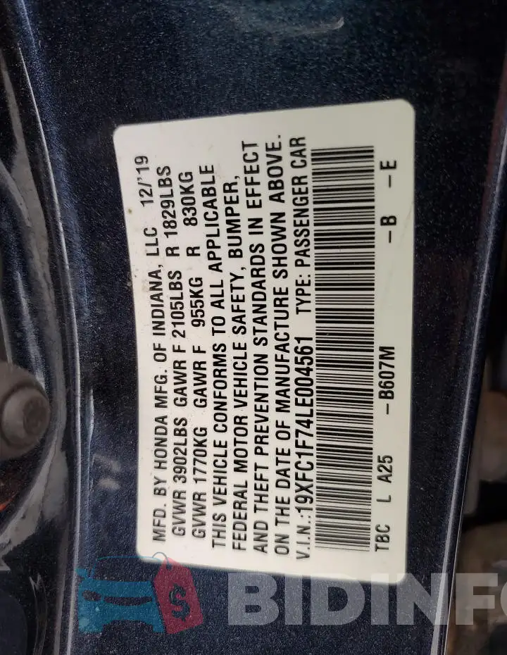 19XFC1F74LE004561 Photo# 13