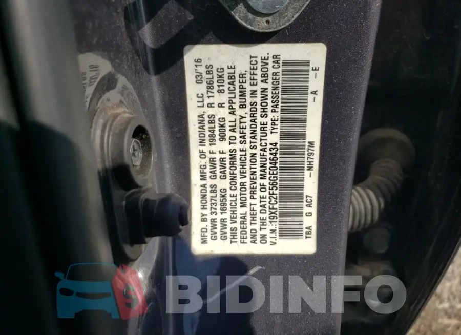 19XFC2F56GE046434 Photo# 12