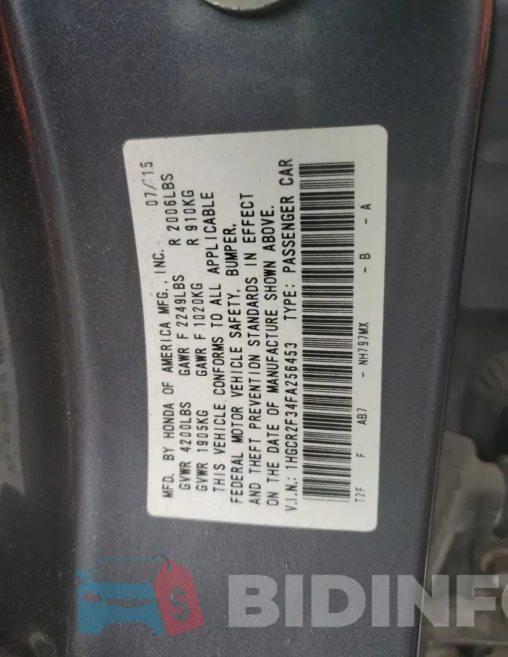 1HGCR2F34FA256453 Photo# 13