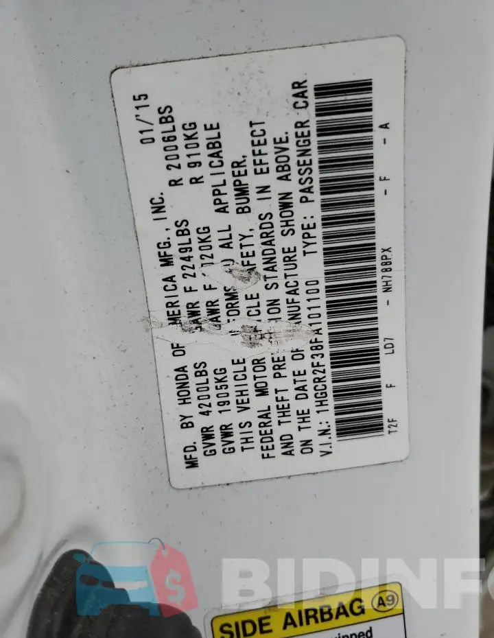 1HGCR2F38FA101100 Photo# 13
