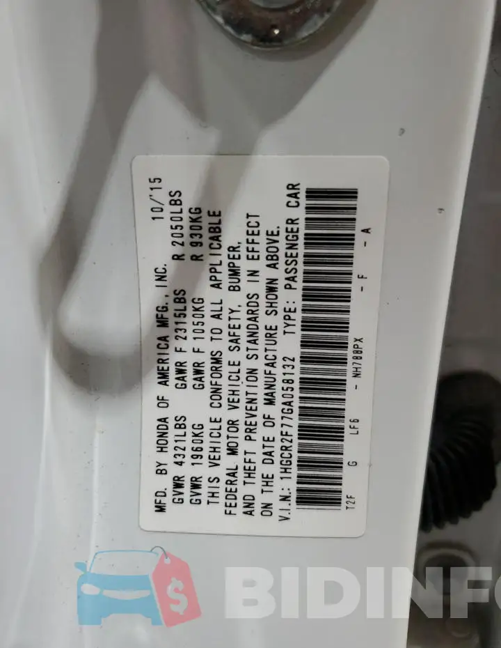 1HGCR2F77GA058132 Photo# 12