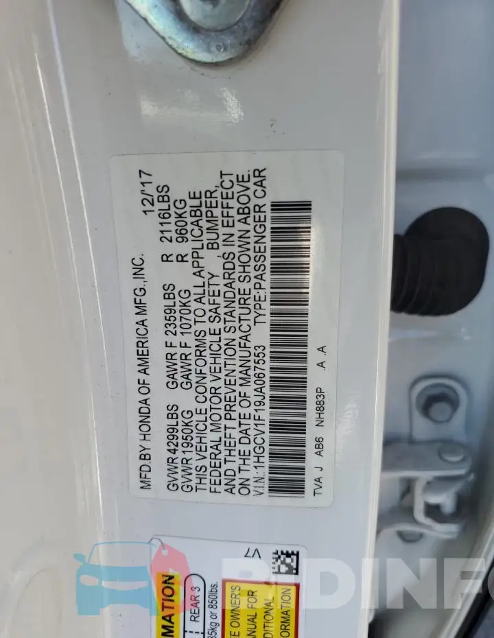 1HGCV1F19JA067553 Photo# 12