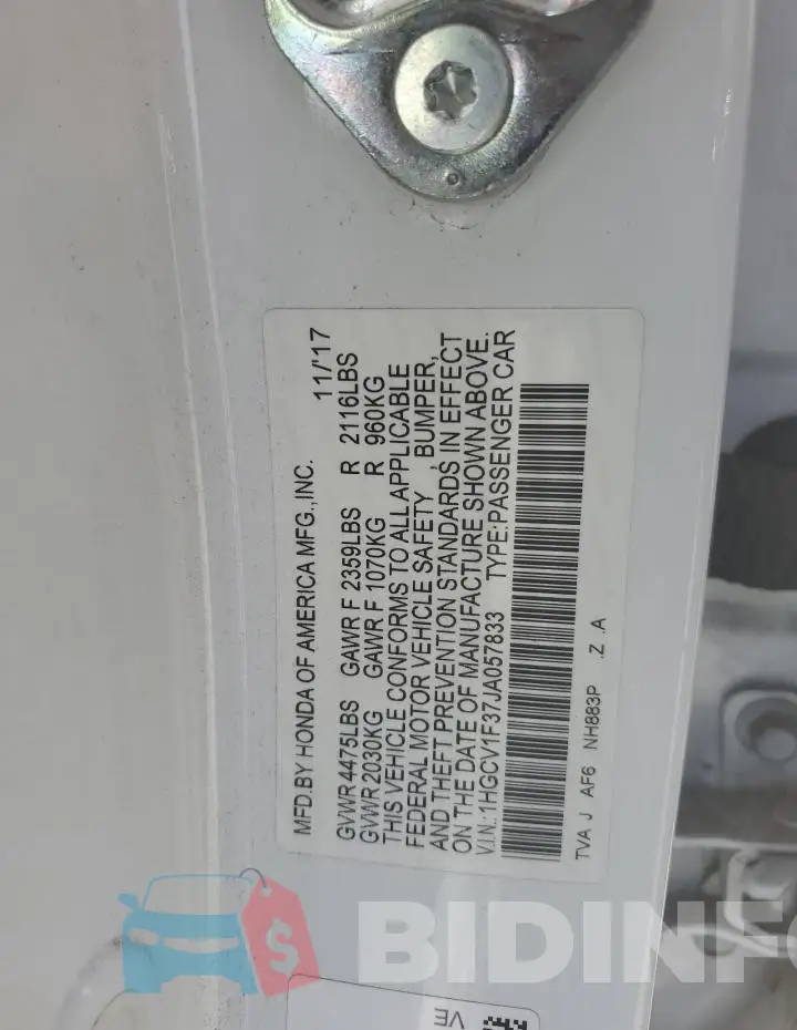 1HGCV1F37JA057833 Photo# 12