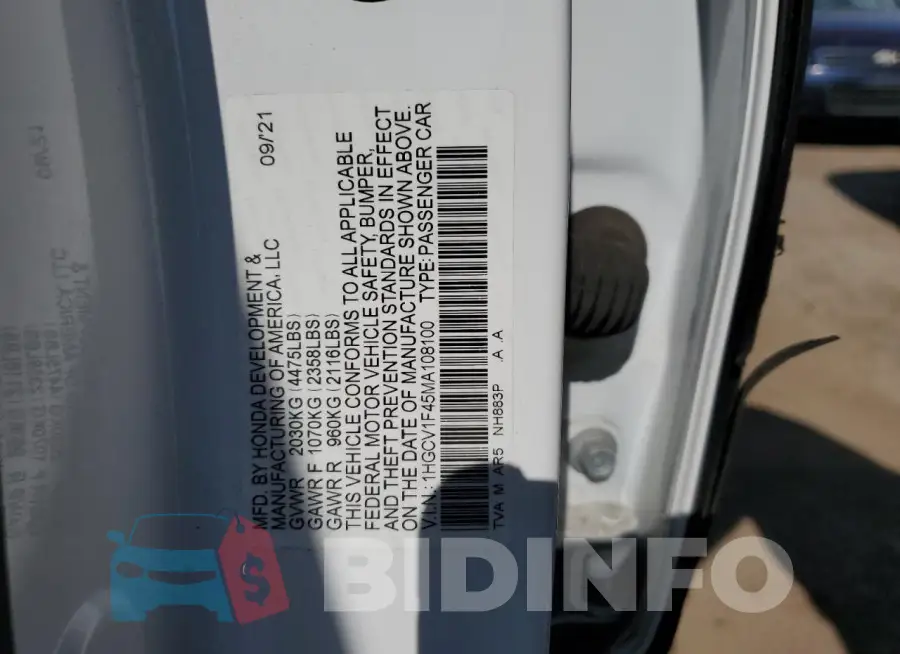 1HGCV1F45MA108100 Photo# 12