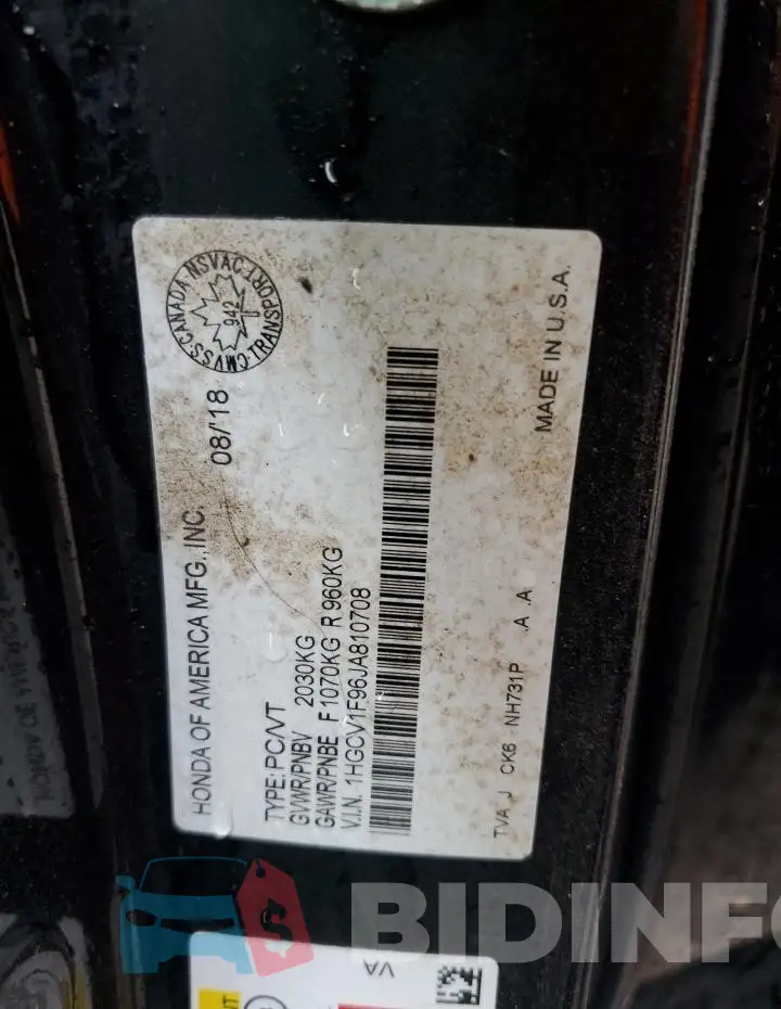 1HGCV1F96JA810708 Photo# 12