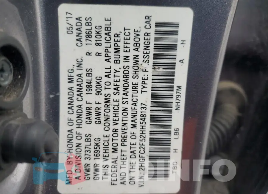 2HGFC2F52HH548137 Photo# 12