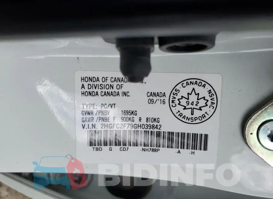 2HGFC2F79GH039842 Photo# 12