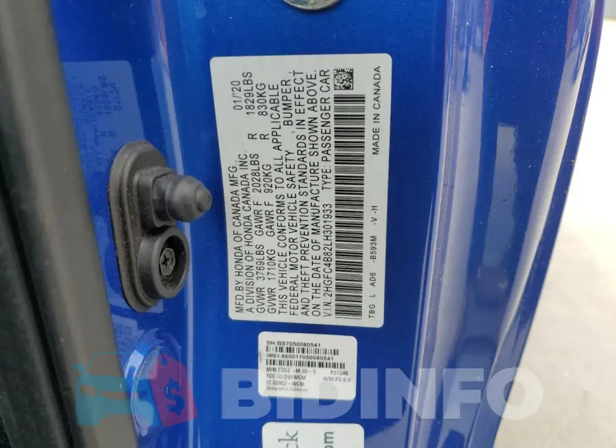 2HGFC4B82LH301933 Photo# 12