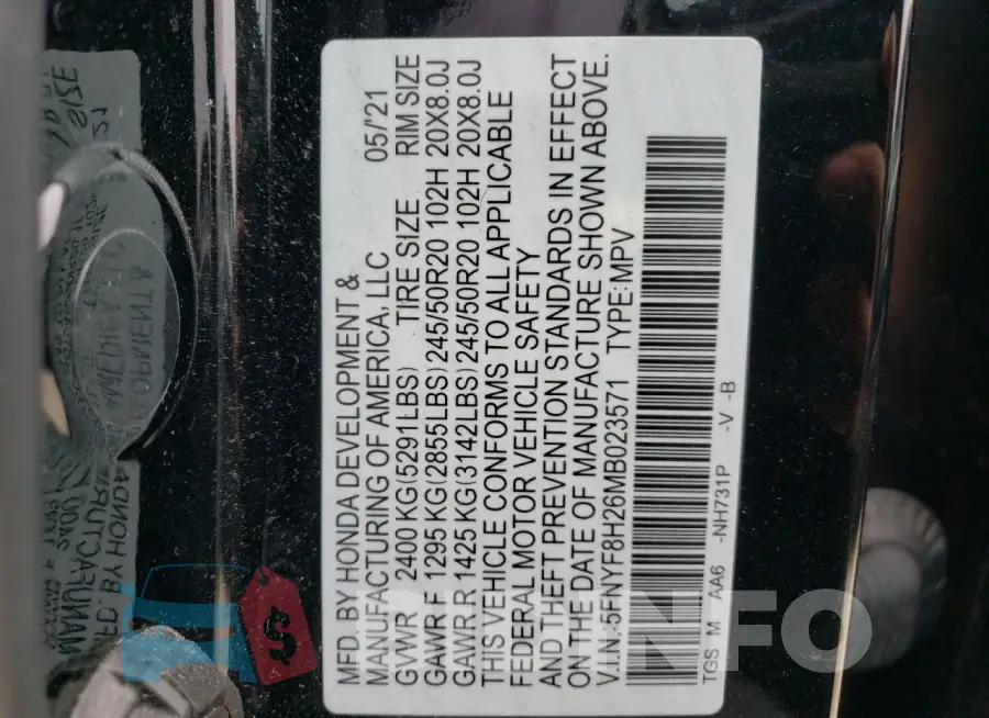 5FNYF8H26MB023571 Photo# 12