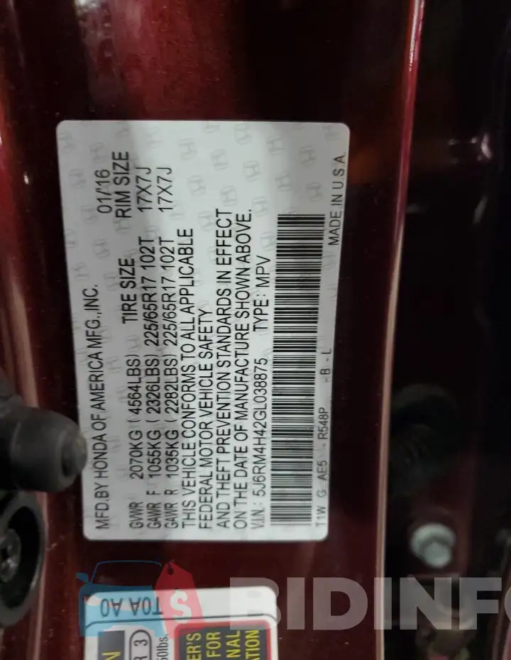 5J6RM4H42GL038875 Photo# 13