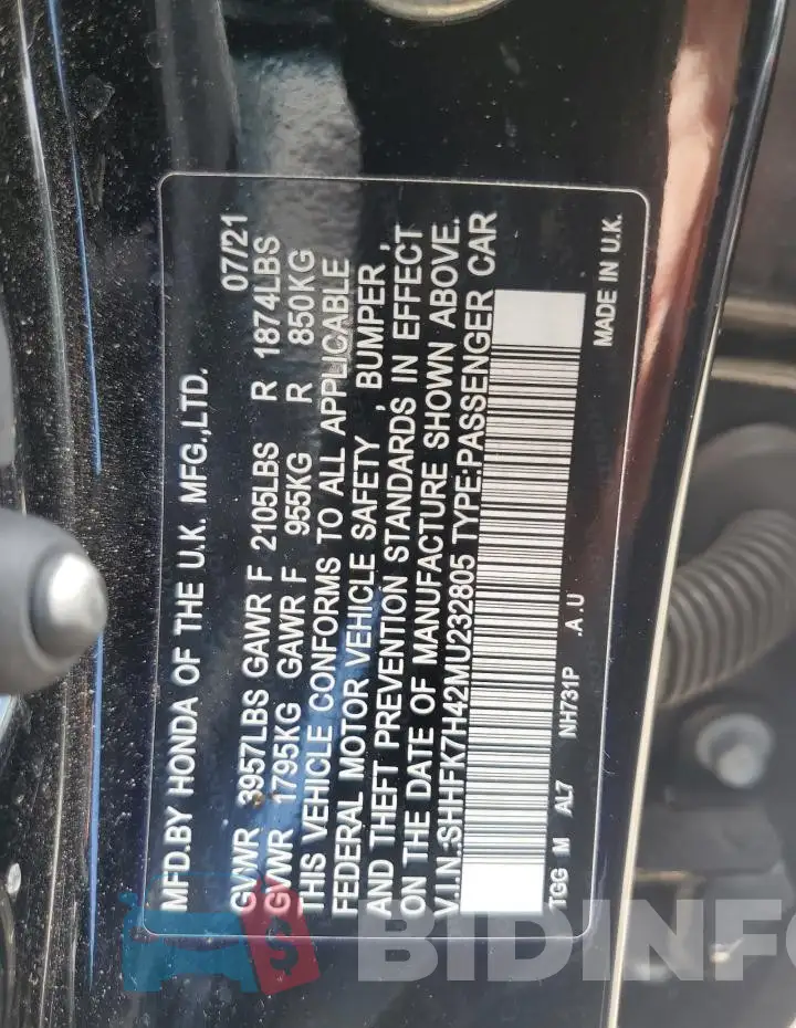 SHHFK7H42MU232805 Photo# 13