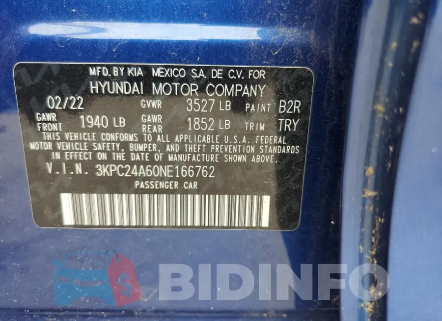 3KPC24A60NE166762 Photo# 12