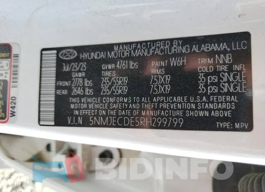 5NMJECDE5RH299799 Photo# 13