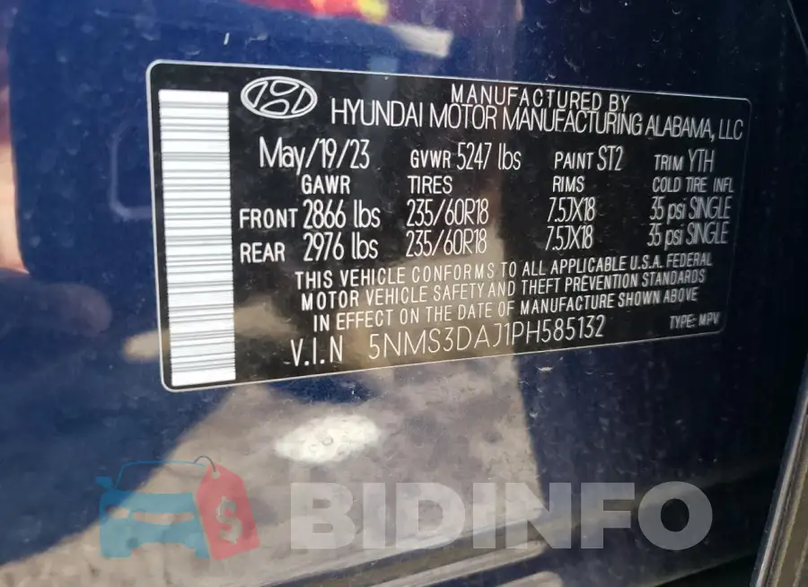 5NMS3DAJ1PH585132 Photo# 13