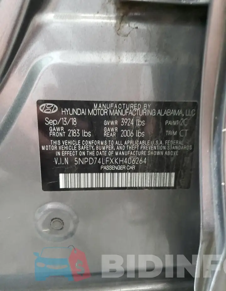 5NPD74LFXKH406264 Photo# 12