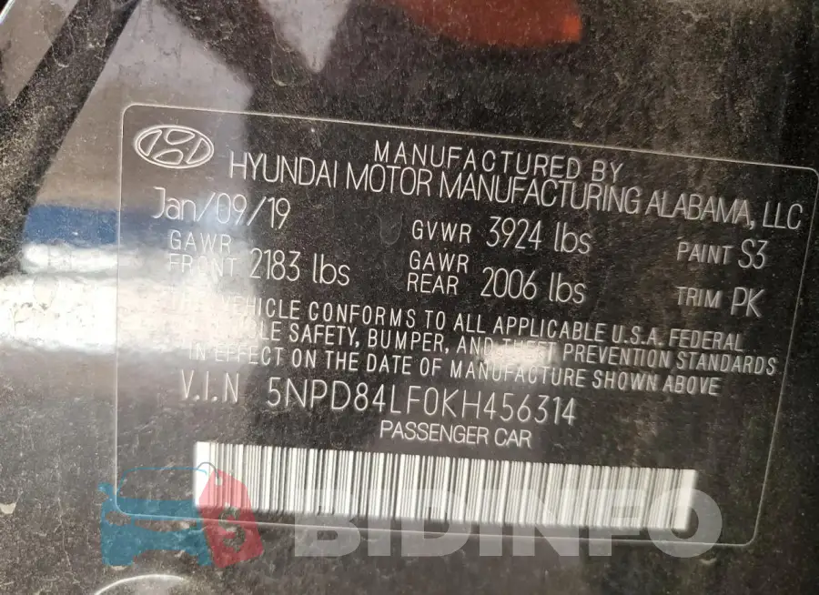 5NPD84LF0KH456314 Photo# 12