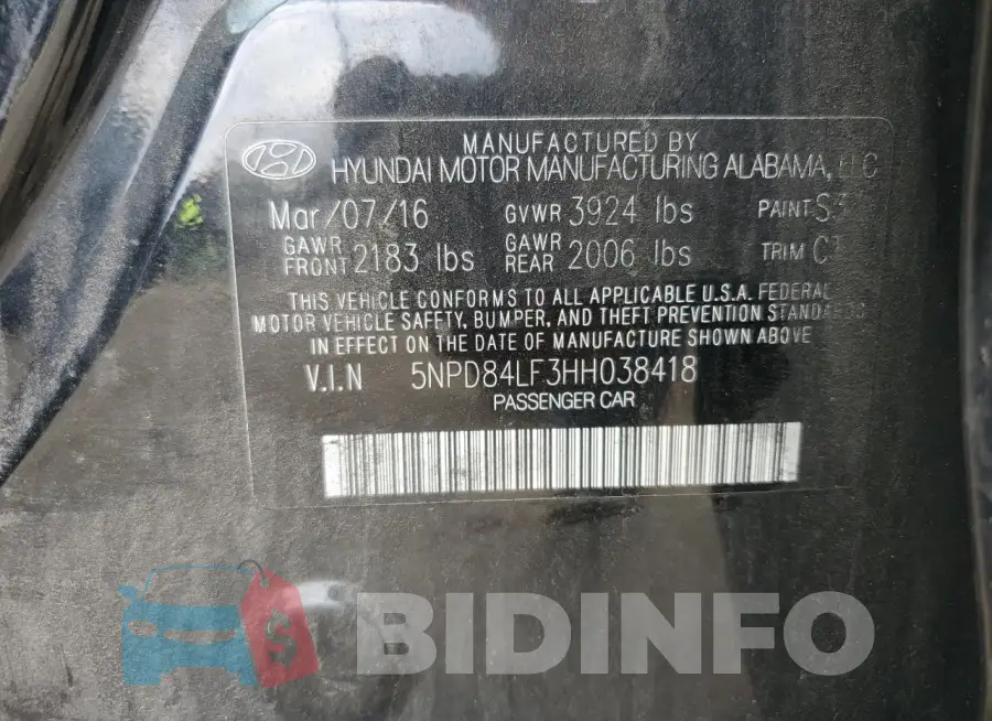5NPD84LF3HH038418 Photo# 13