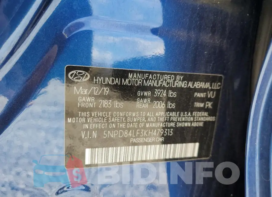 5NPD84LF3KH479313 Photo# 13