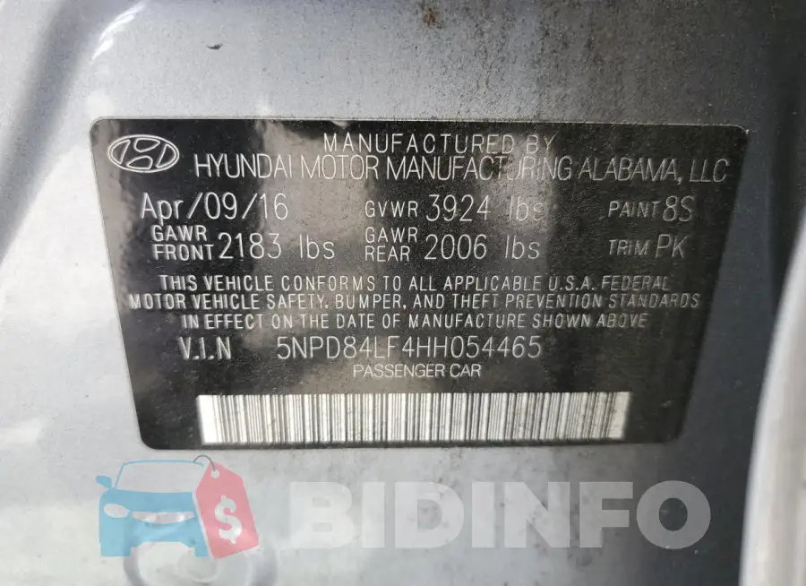 5NPD84LF4HH054465 Photo# 12