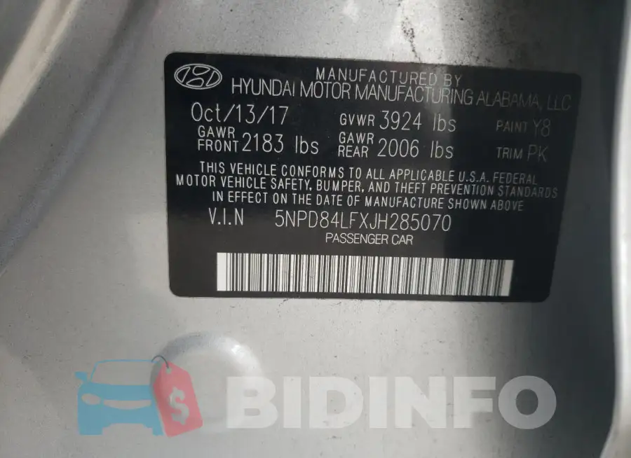 5NPD84LFXJH285070 Photo# 12