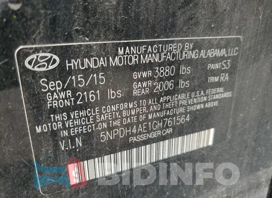 5NPDH4AE1GH761564 Photo# 12