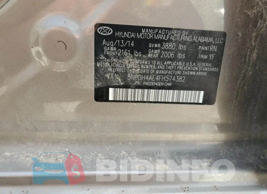 5NPDH4AE4FH574382 Photo# 12