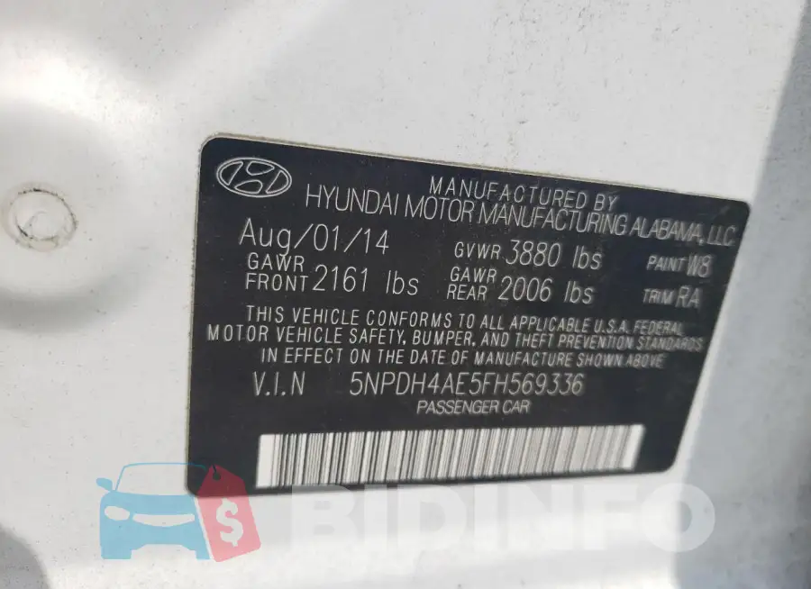 5NPDH4AE5FH569336 Photo# 13