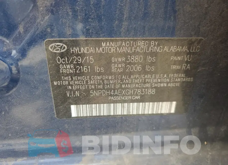 5NPDH4AEXGH783188 Photo# 12
