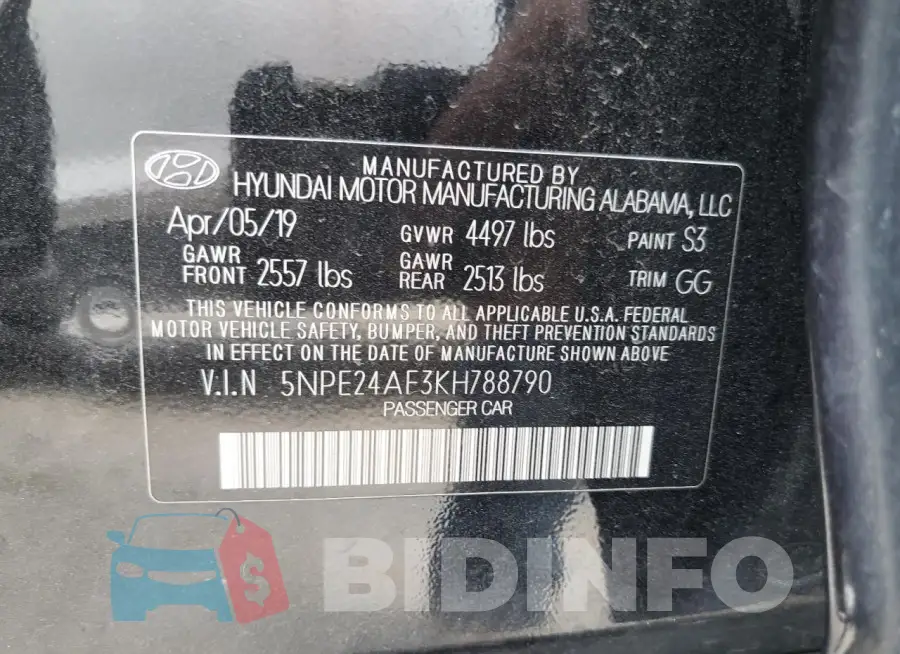 5NPE24AF3KH788790 Photo# 12
