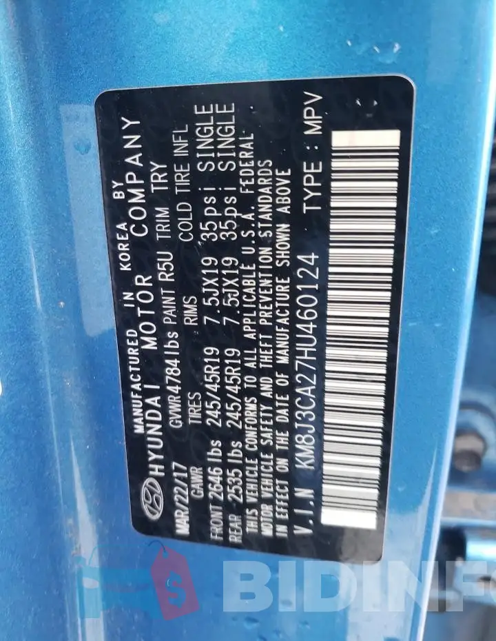 KM8J3CA27HU460124 Photo# 13